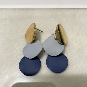 Triple multicolored round medallion earrings